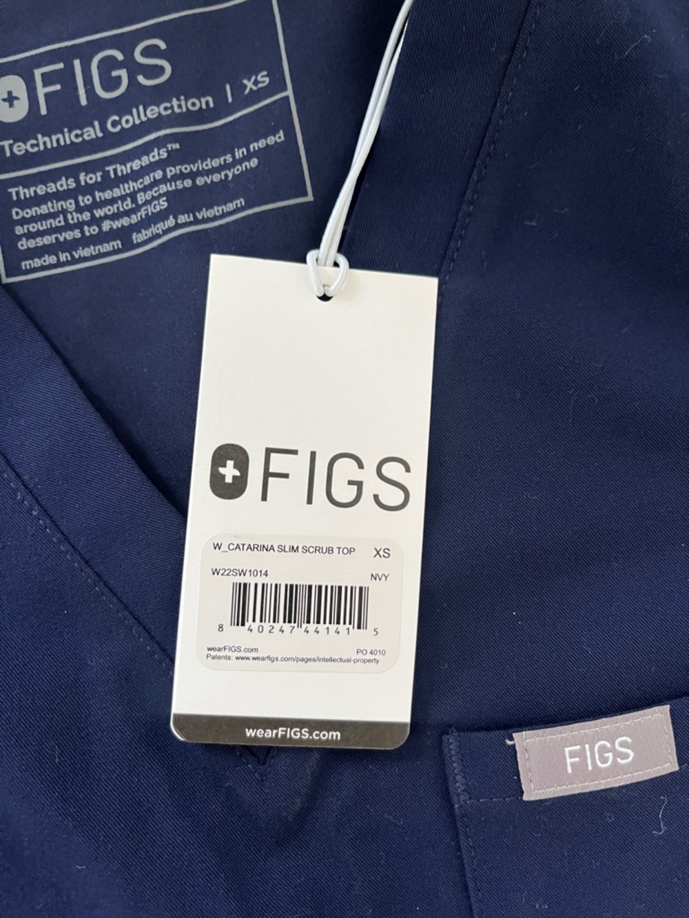 Figs Navy Catarina Slim Scrub Top - Picture 3 of 3